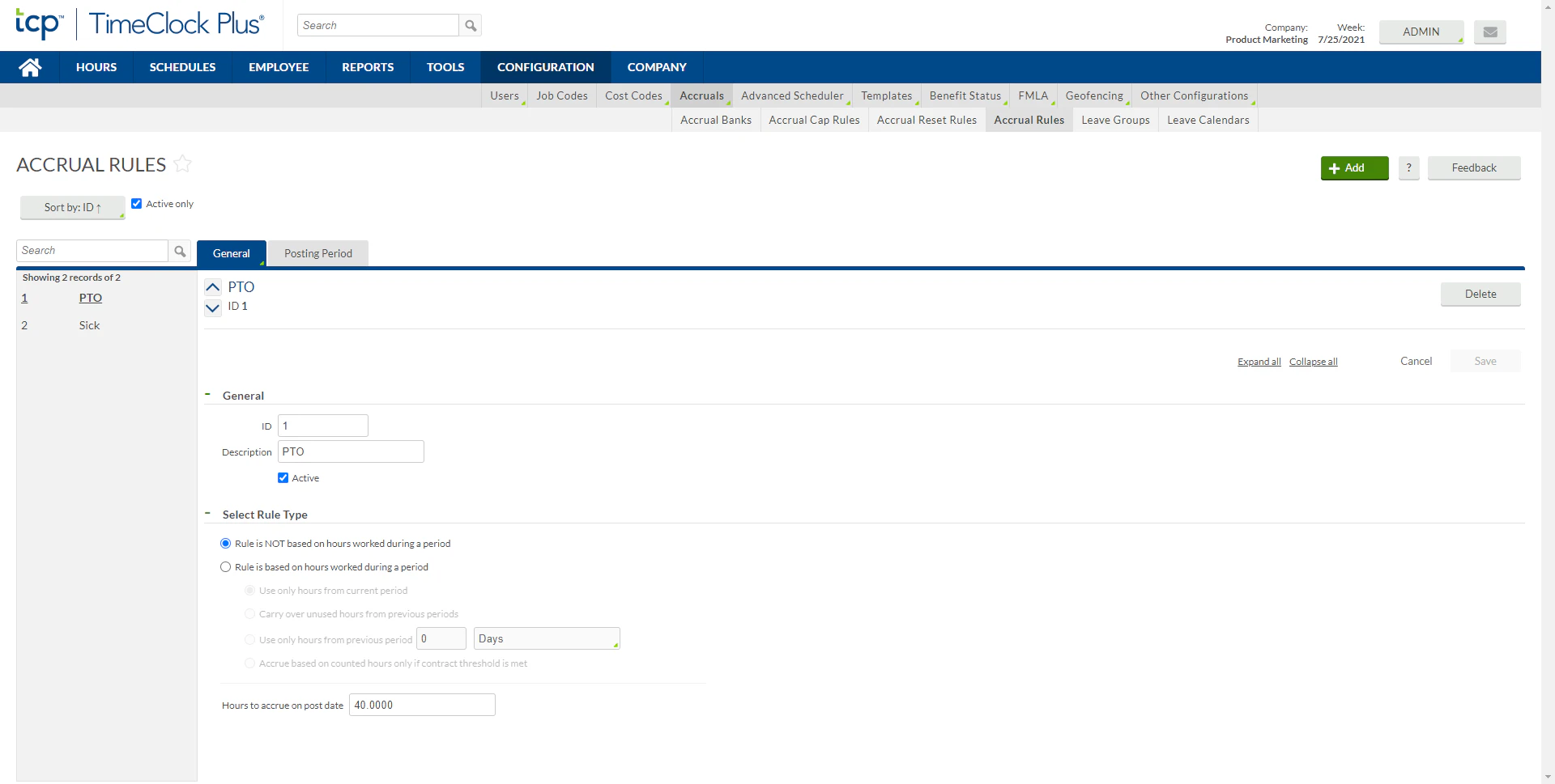 screenshot of TimeClock Plus